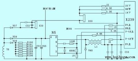 圖5 X239端子與集成塊N5的相關(guān)電路